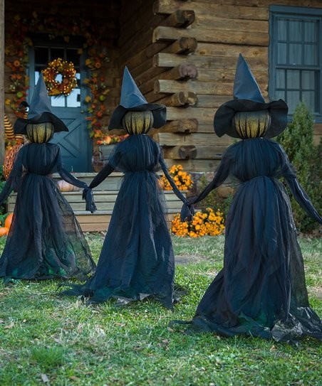 love this productBlack Light-Up Witch Garden Stake - Set of Three | Zulily