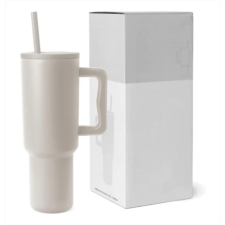 Simple and Modern Tumbler with Handle and Straw Lid Insulated Reusable Stainless Steel Water Bott... | Walmart (US)
