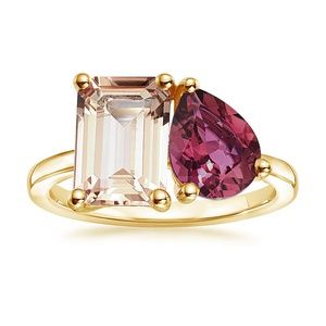 18K Yellow Gold Toi et Moi Morganite and Pink Tourmaline Cocktail Ring | Brilliant Earth