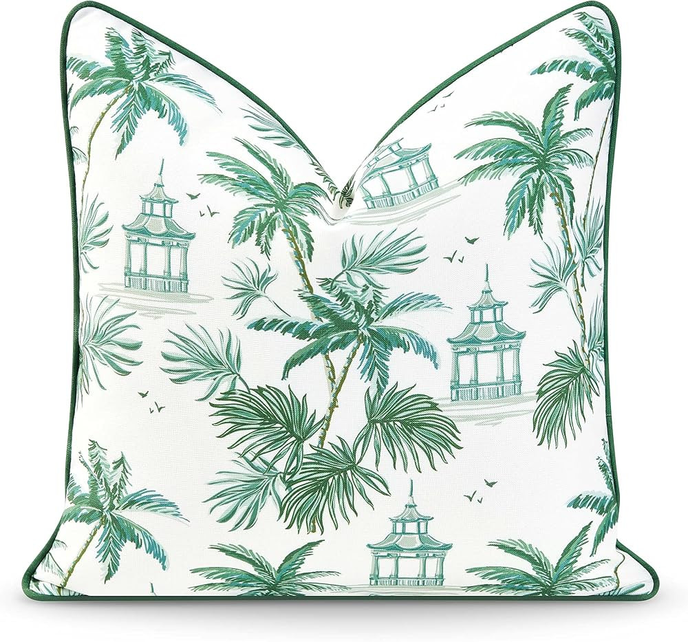 Hofdeco Premium Coastal Patio Indoor Outdoor Pillow Cover Only, 20"x20" Water Resistant for Backy... | Amazon (US)
