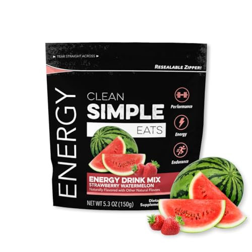 Clean Simple Eats Energy Drink Powder With 100 MG Natural Caffeine, B Vitamins, Electrolytes & Organic Stevia, Powder Drink Mix For Hydration, Endurance & Performance, Strawberry Watermelon, 30 Srvgs | Amazon (US)