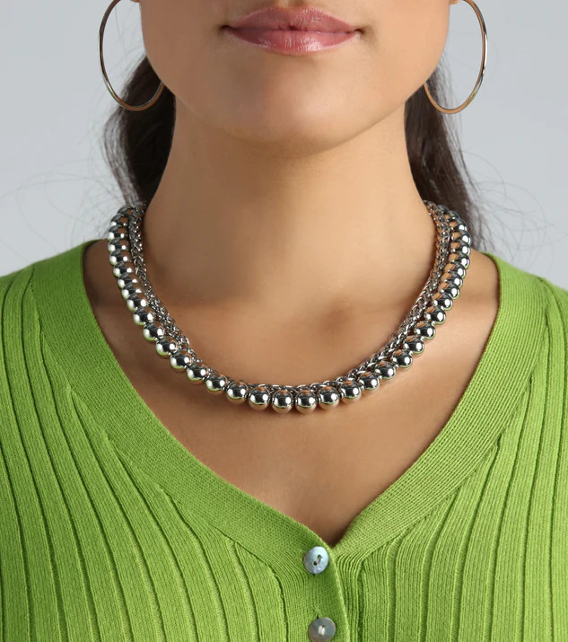 Cool-Girl Attitude Beaded And Chain Layered Necklace | Windsor Stores