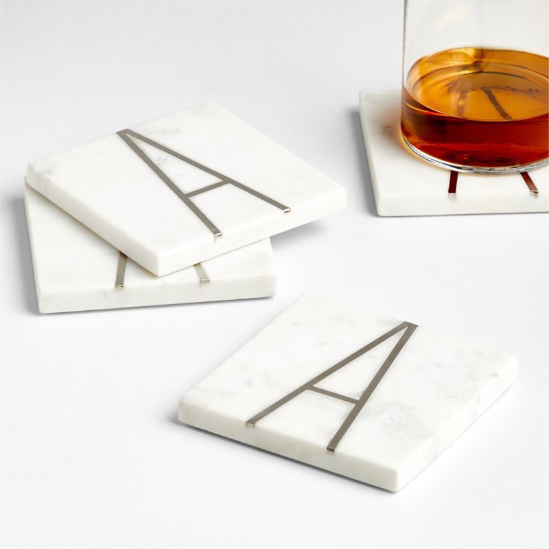 Marble "A" Monogram Coasters, Set of 4 + Reviews | Crate & Barrel | Crate & Barrel