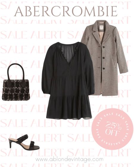 Abercrombie Fall date night or Fall work wear this is the perfect #ltksale outfit to wear from day to night! Wool dad coat, black dress, black heels and a cute bag perfect the look!

#LTKSale #LTKsalealert #LTKworkwear