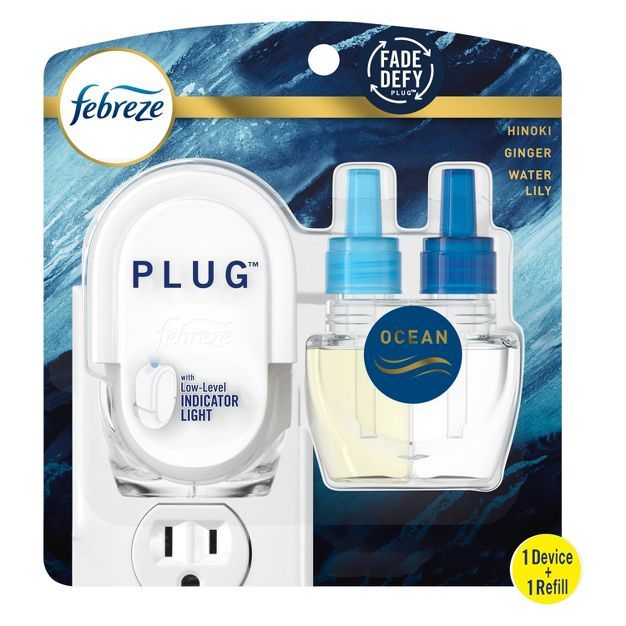 Febreze Origins Fade Defy Plug Air Freshener &#38; Odor Eliminator, Ocean, Starter Kit &#38; Oil ... | Target