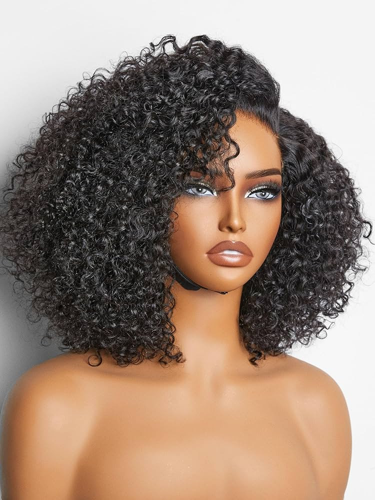 LUVME HAIR Short Curly Wig Human Hair 12 Inch Glueless Wigs Human Hair Pre Cut Lace Closure Undet... | Amazon (US)
