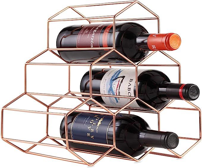 Buruis 6 Bottle Countertop Wine Rack - Wine Holder for Red White Wine Storage - Freestanding Meta... | Amazon (US)