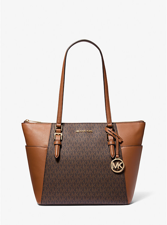 Charlotte Large Logo and Leather Top-Zip Tote Bag | Michael Kors US