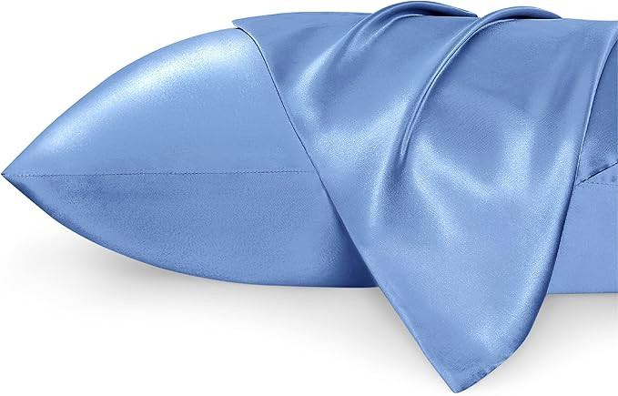 Bedsure Satin Pillowcase for Hair and Skin Queen -Sky Blue Silky Pillowcase 2 Pack 20x30 Inches -... | Amazon (US)