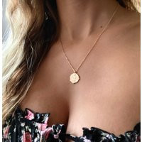 Gold Coin Necklace, Gold Medallion Layering Dainty 18K Vermeil, Delicate Layer Pendant Necklace | Etsy (US)