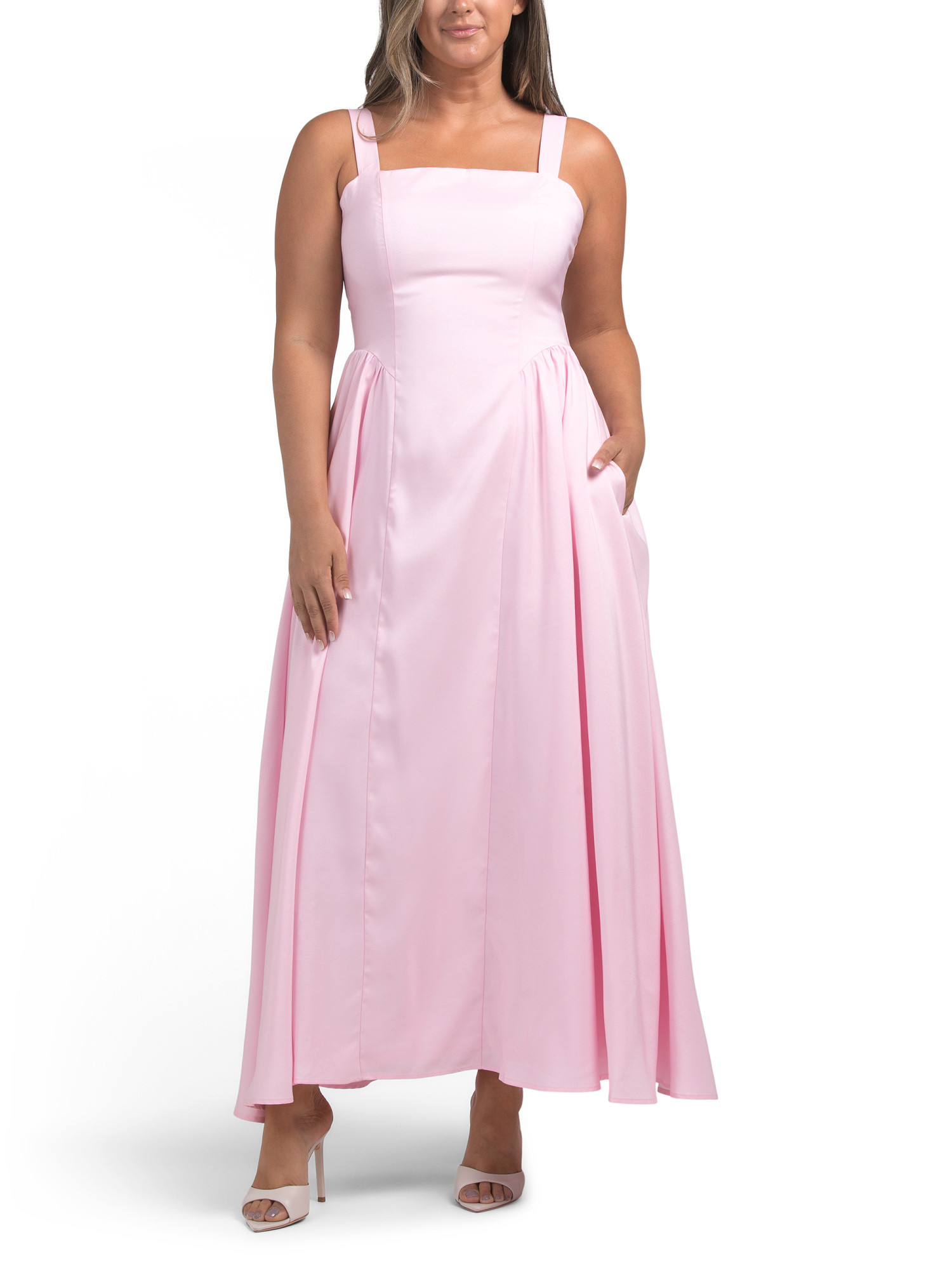 Sleeveless Taffetta Waist Detail Gown | TJ Maxx