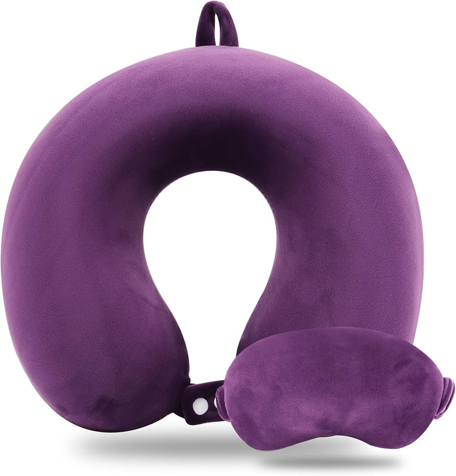 Sexysamba Pure Memory Foam Travel Pillow Set for Adults - Comfortable & Removable Machine Washabl... | Amazon (US)