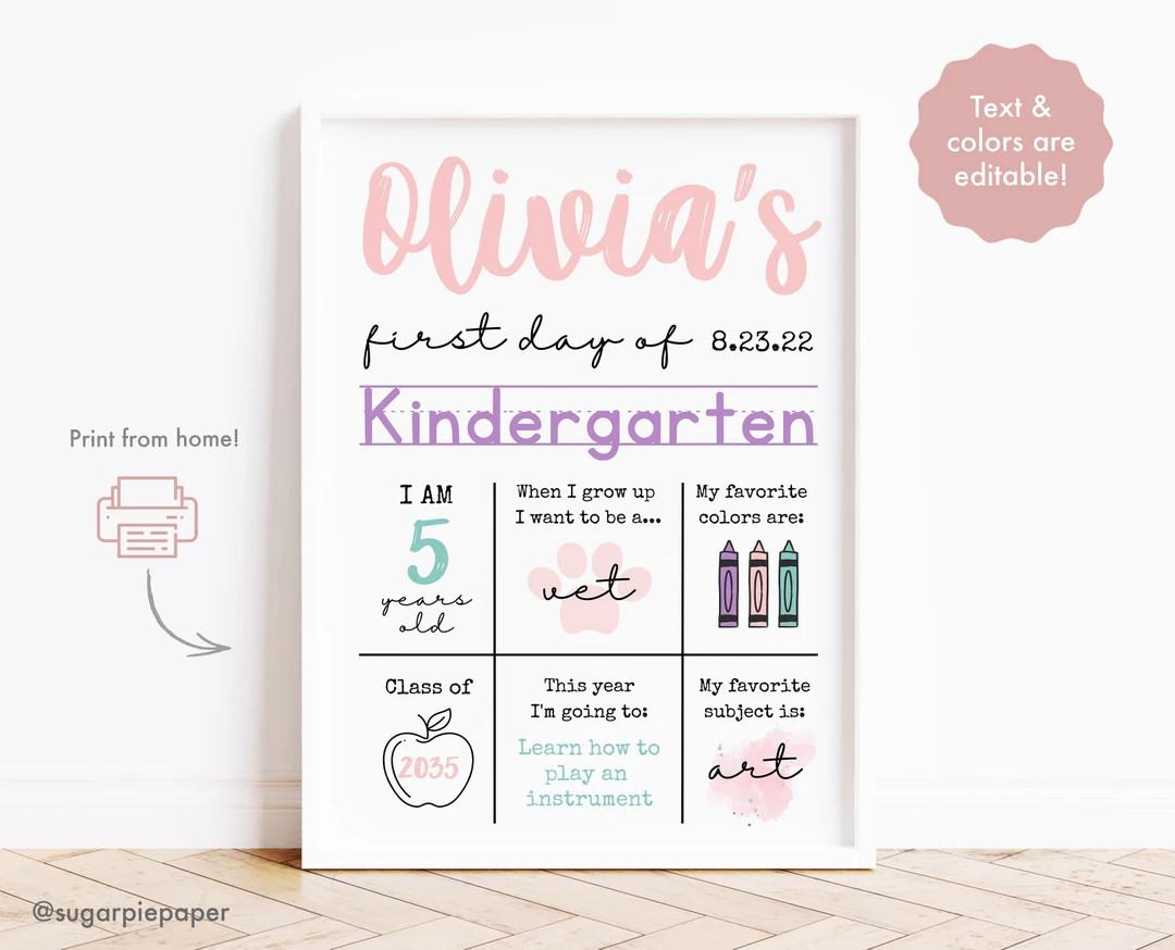 First Day of School Sign Reusable, Back to School Printable, Editable Chalkboard Sign, First Day ... | Etsy (US)