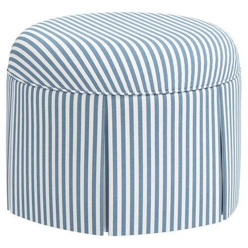 Liza Skirted Ottoman, Blue Stripe | One Kings Lane