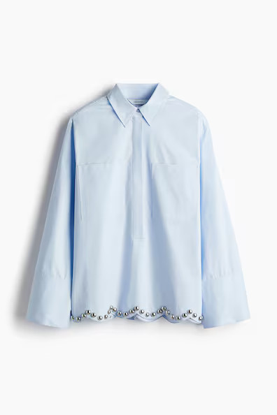 H & M - Chemise cloutée en twill - Bleu | H&M (FR, IT, ES, PT, BE)