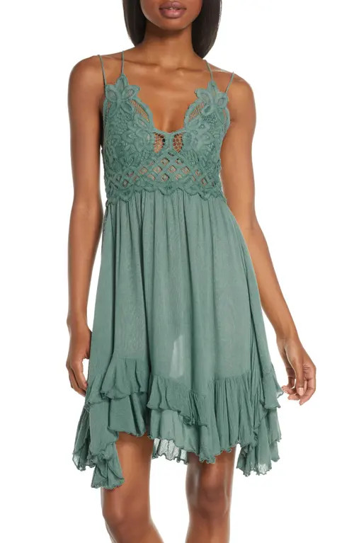 Free People Adella Frilled Chemise in Sky at Nordstrom, Size Small | Nordstrom