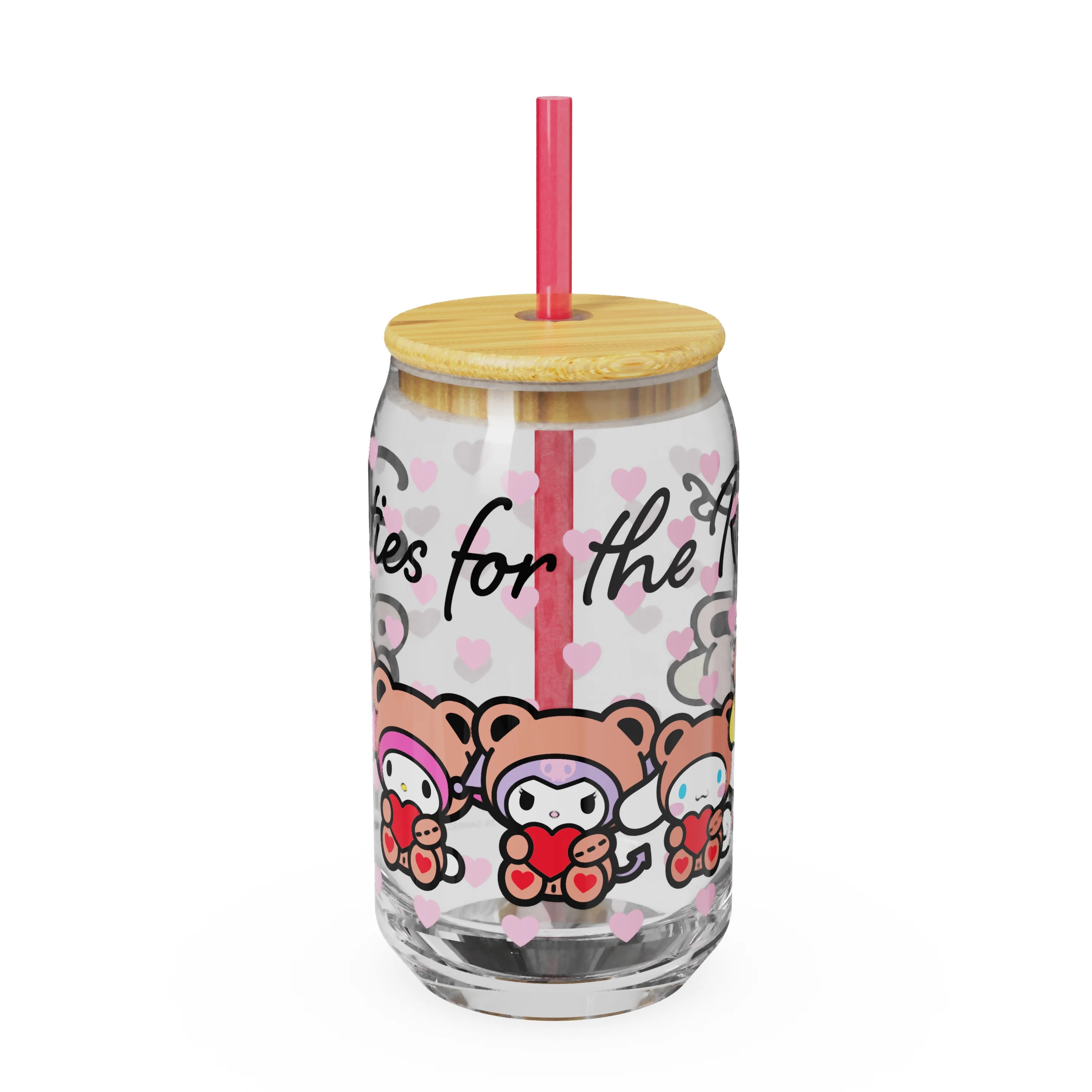 Zak Designs 15.5oz Hello Kitty Hadley Glass Tumbler with Bamboo Lid and Plastic Straw | Walmart (US)