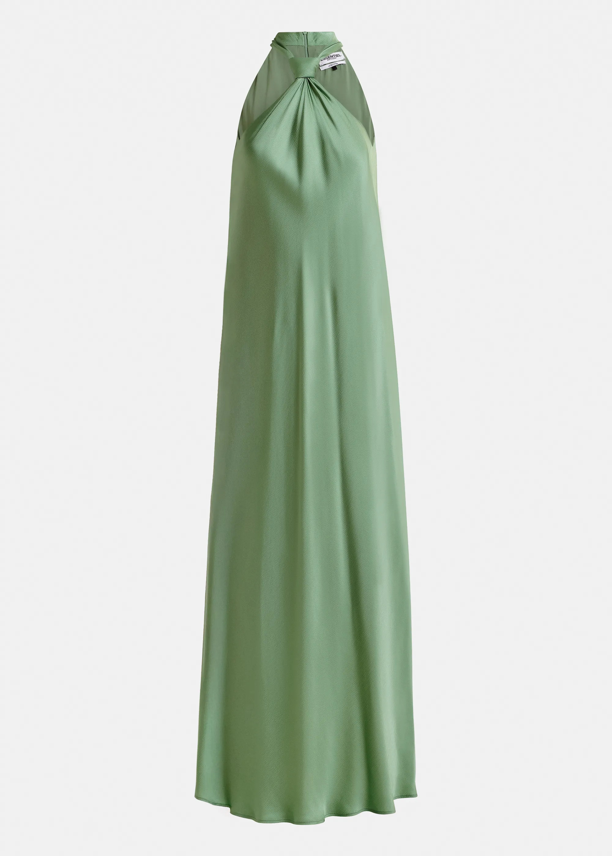 Khaki halterneck maxi-dress with knot detail | Essentiel Antwerp United States | Essentiel Antwerp