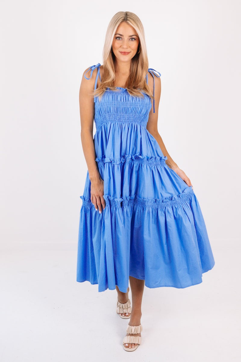 Walking On Sunshine Midi Dress - Blue | The Impeccable Pig