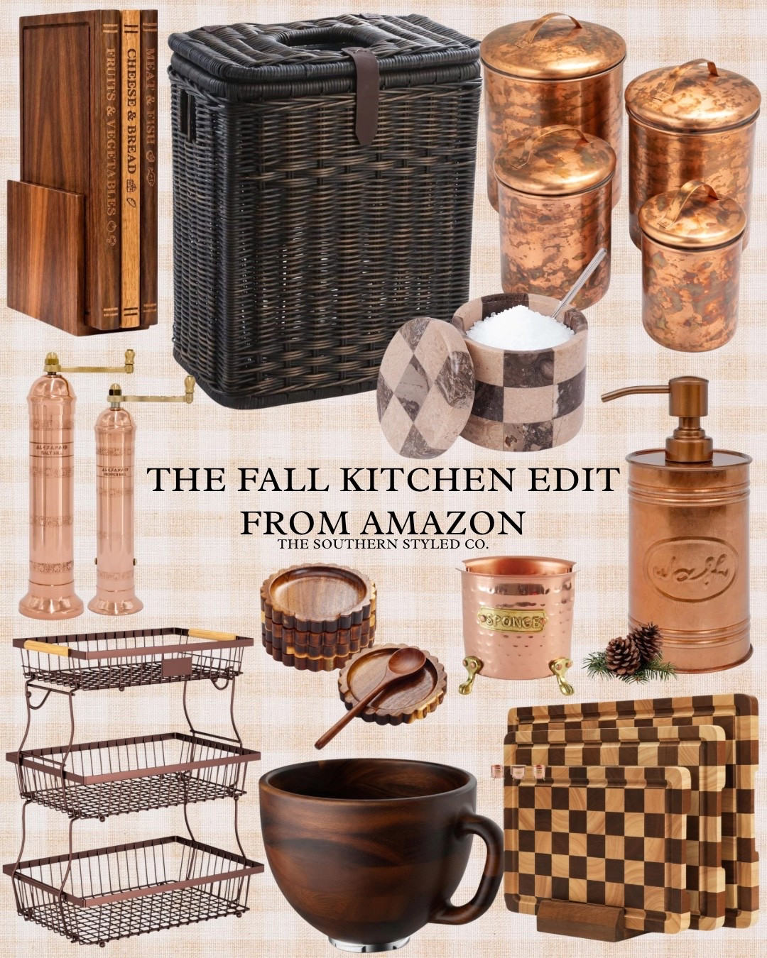 Warm woods, rich copper, and cozy details—the perfect recipe for a fall kitchen refresh! 🍂🤎 These Amazon finds add that collected, timeless look while keeping everything beautiful and functional. Shop the full Fall Kitchen Edit in my Amazon storefront!

As an Amazon Associate, I earn from qualifying purchases.

#AmazonFinds #AmazonHome #FallKitchen #FallHomeDecor #KitchenDecor #FallDecor #CopperKitchen #WarmWoodDecor #CozyHome #KitchenOrganization #TheSouthernStyledCo

#LTKSeasonal #LTKHome #LTKOver40