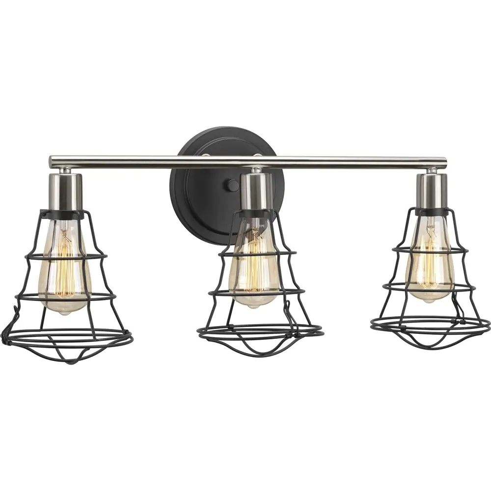 Progress Lighting Grey Steel Gauge Three-light Bath (Graphite) | Bed Bath & Beyond