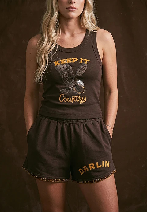 Keep It Country Crop Tank - Chocolate | Darlin'