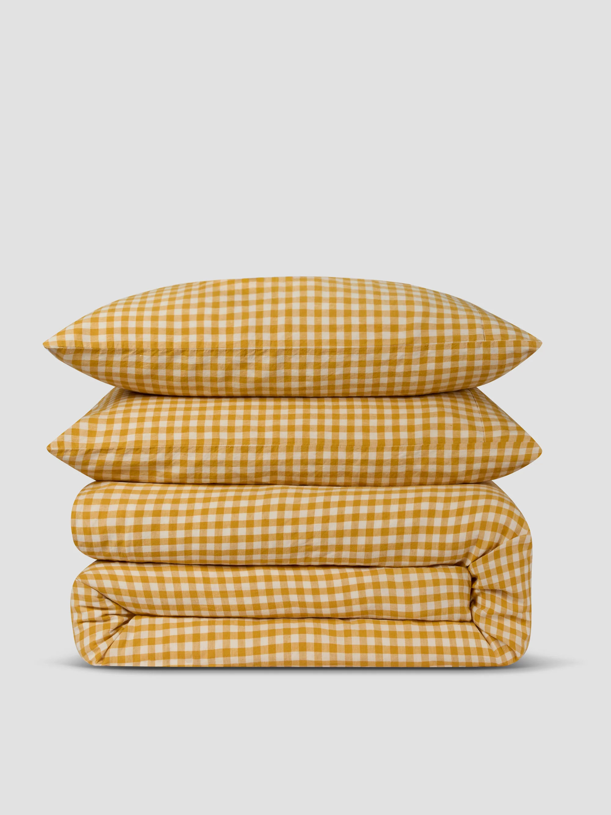 Honey Gingham Linen Blend Duvet Set | Piglet
