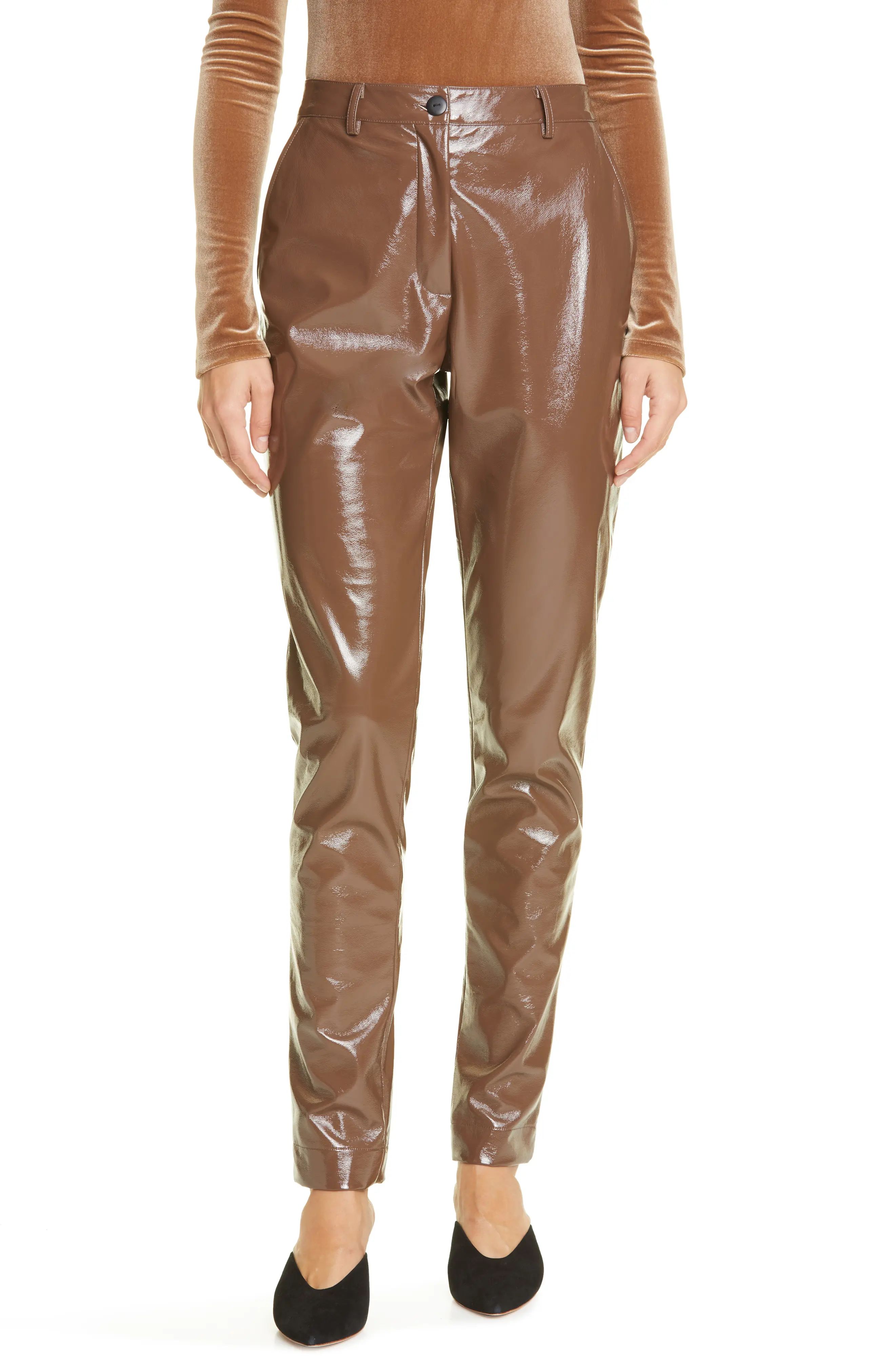 ALIX NYC Loring Faux Leather Pants, Size 12 in Acorn at Nordstrom | Nordstrom