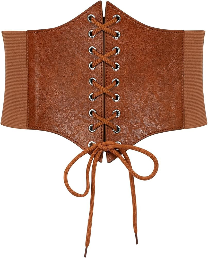 Corset Belt for Women, Lace Up Elastic Waist Belt,Tied Waspie Corset Belts for Women Halloween Co... | Amazon (US)
