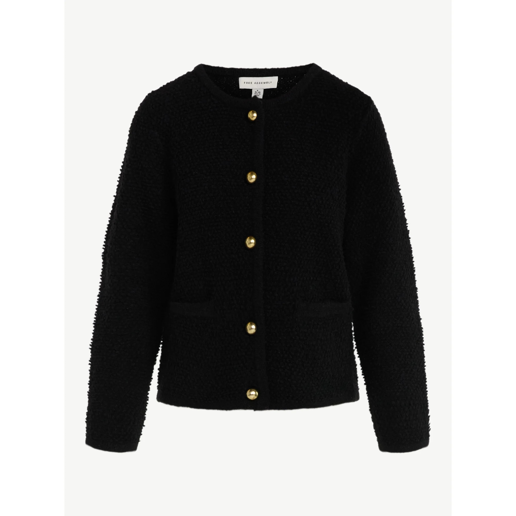Free Assembly Women's Nubby Cardigan with Welt Pockets, Midweight, Sizes XS-XXL | Walmart (US)