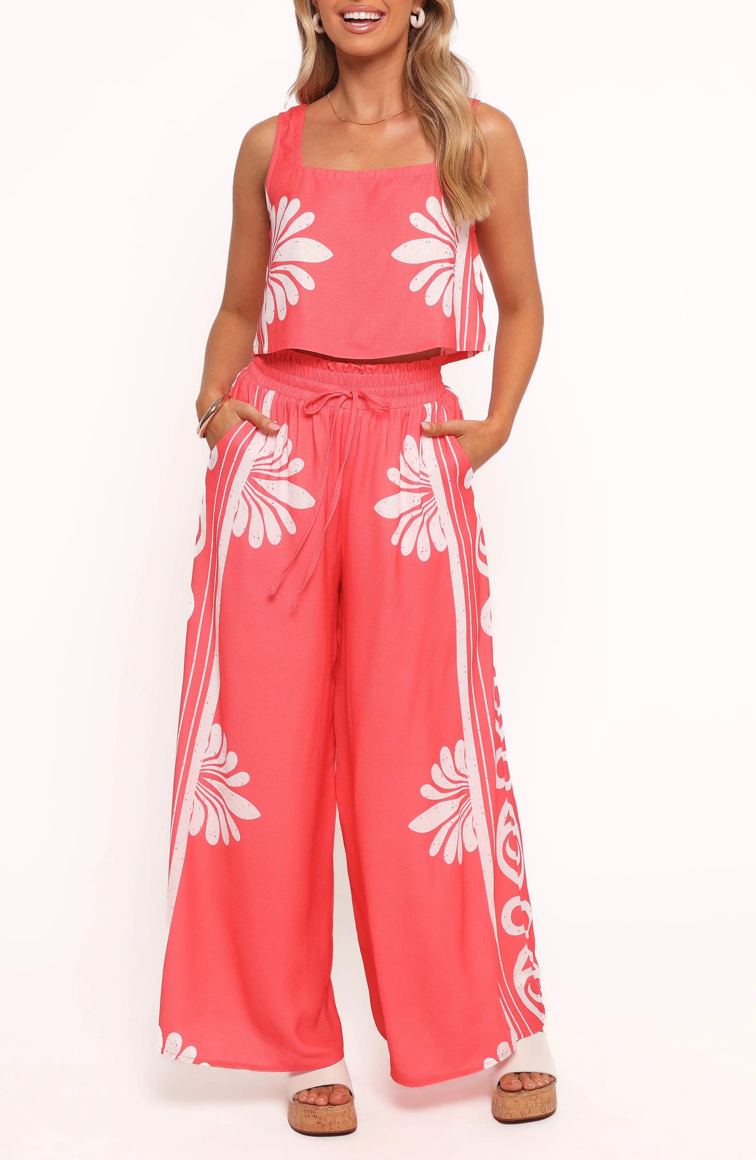 Timothy Linen Blend Square Neck Tank & Wide Leg Pants Set (Women) | Nordstrom | Nordstrom