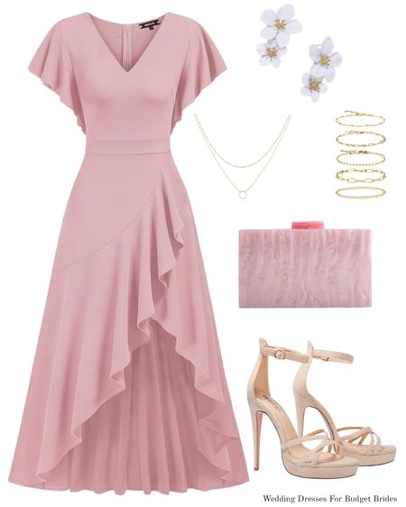Pink maxi dress with accessories for a semi-formal wedding. 

#weddingguestdress #springwedding #semiformaldress #neutralheels #amazondress 

#LTKwedding #LTKSeasonal #LTKstyletip