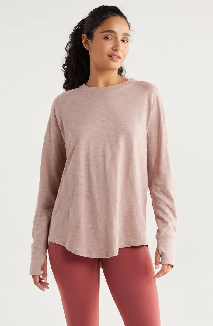 Zella Relaxed Washed 2.0 Long Sleeve Slub Tee | Nordstrom | Nordstrom