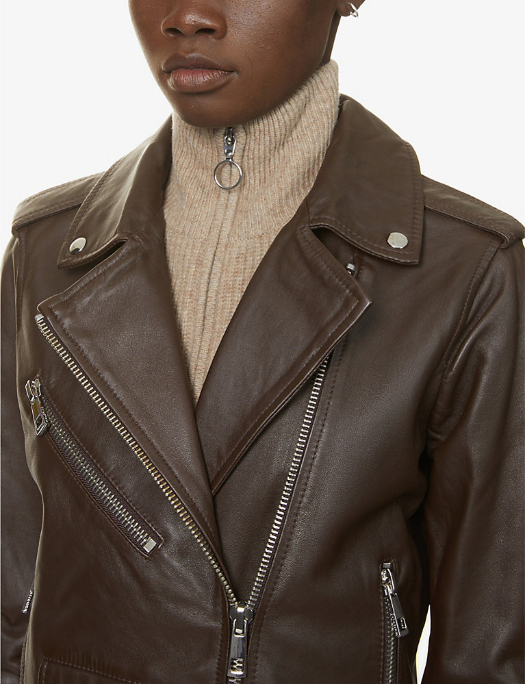 Agnes zip-through leather biker jacket | Selfridges
