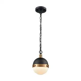One Light Mini Pendant with Round Opal Glass and Matte Black Finish on Top of Globe Matte | Bed Bath & Beyond