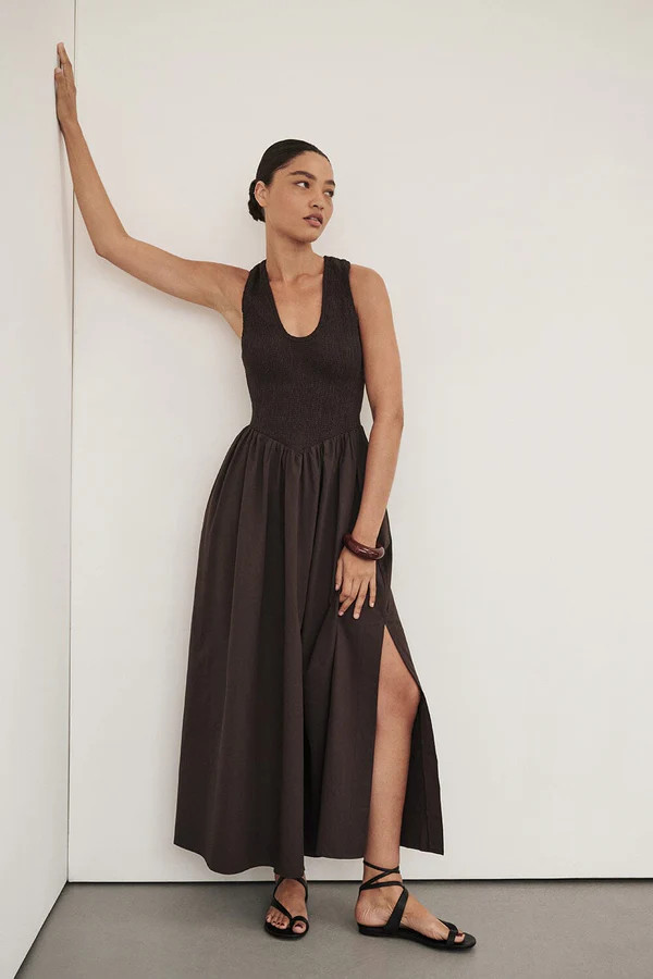 FLORENCE BURNT CHOC COTTON MIDI DRESS | DISSH