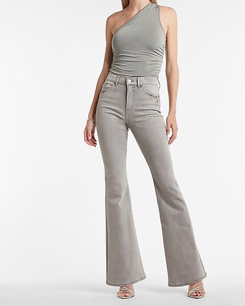 High Waisted Gray Supersoft Flare Jeans | Express
