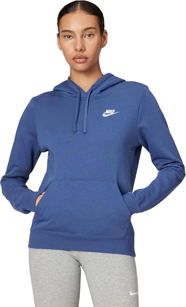 Nike Women's Sportswear Club Fleece Pullover Hoodie, Dark Grey Heather/White, Medium at Amazon Wo... | Amazon (US)