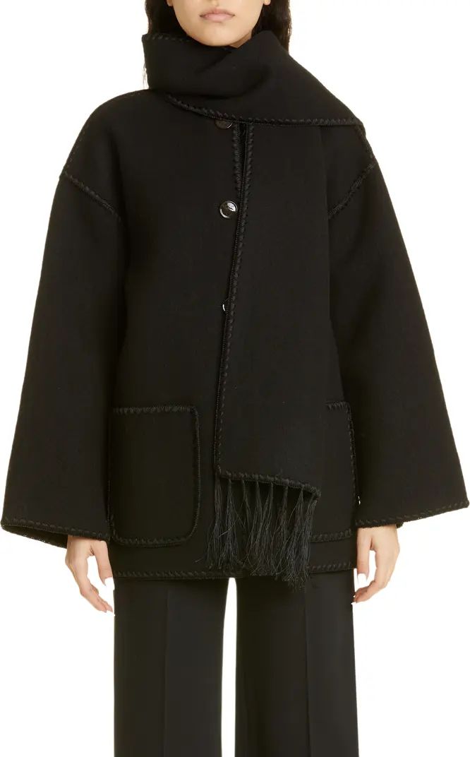 TOTEME Chain Stitch Wool Blend Scarf Jacket | Nordstrom | Nordstrom