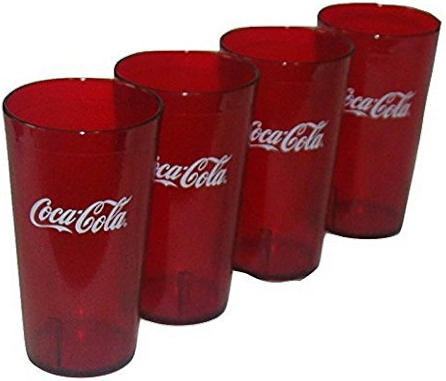 Coca Cola Logo Ruby Red Plastic Tumblers Set of 4-16oz (Coke) | Amazon (US)