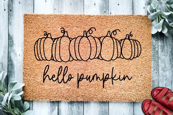 Hello Pumpkin Door Mat | Fall Doormat | Welcome Mat | Pumpkin Door Mat | Fall Autumn Decor Gift |... | Etsy (US)