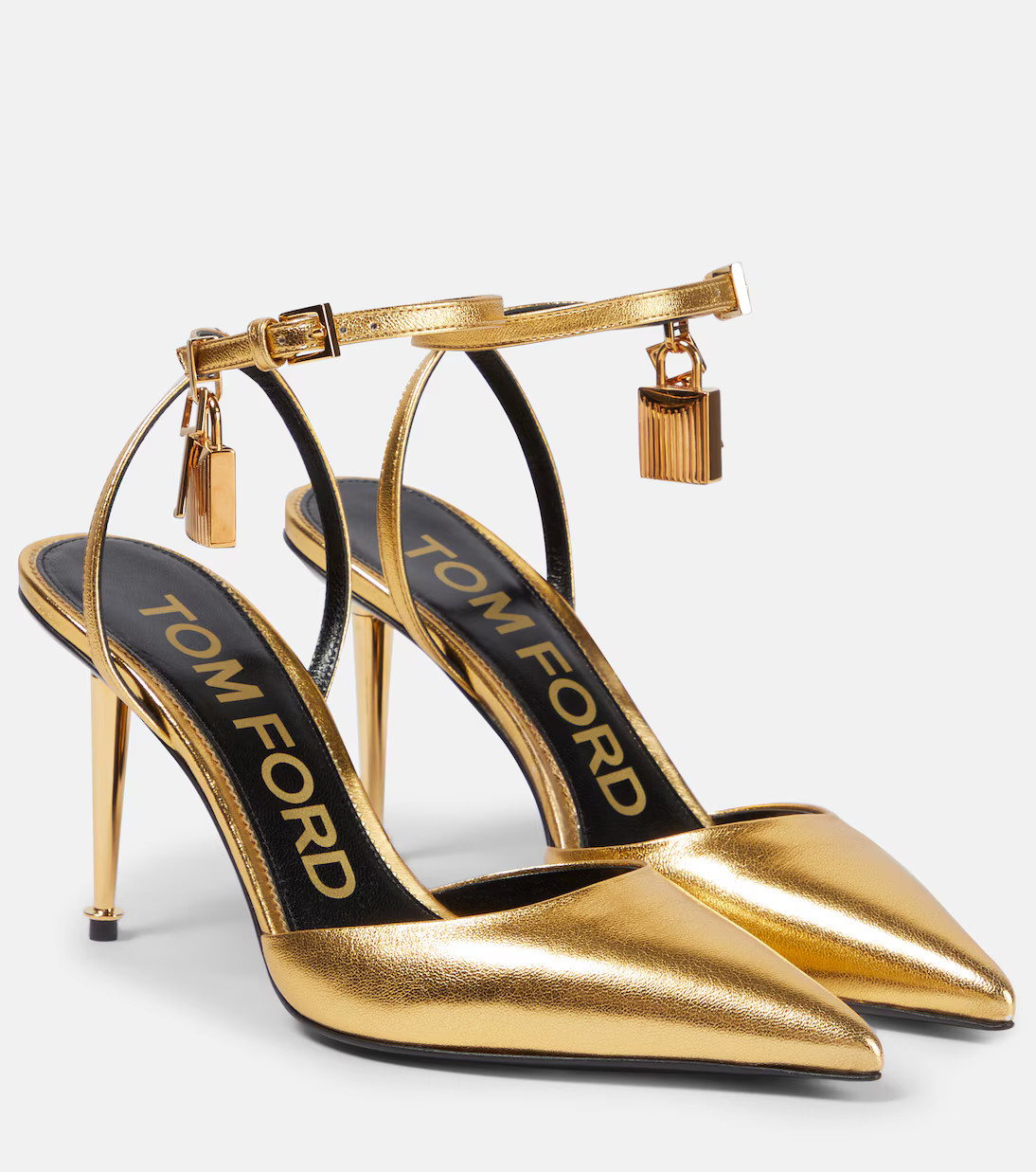 Padlock metallic leather slingback pumps | Mytheresa (US/CA)