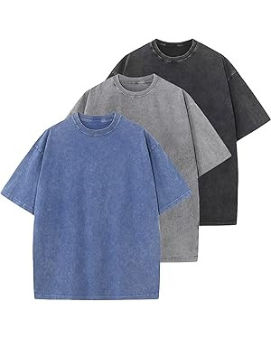 Men's Cotton T-Shirts Oversized Unisex Short Sleeves Casual Loose Wash Solid Basic Tee Tops | Amazon (US)