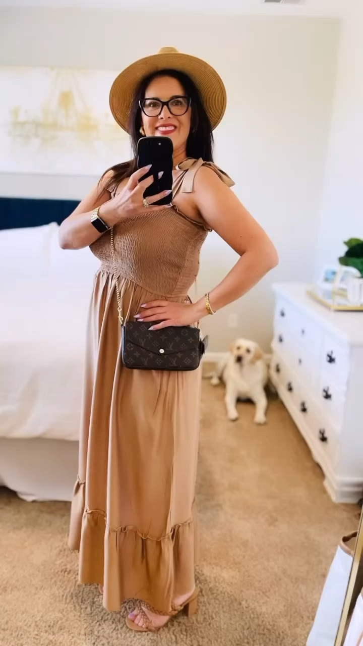 This sundress is everything! It’s lightweight and complimentary to all body types. Would even be baby bump friendly. Love the shoulder bow ties, the stretchy straight neckline and the ankle length. I ordered the khaki in large. Grab one for yourself. I’m ordering the watermelon color next! #summerstyle #summerdress #sundress 

#LTKSummerSales #LTKMidsize #LTKStyleTip