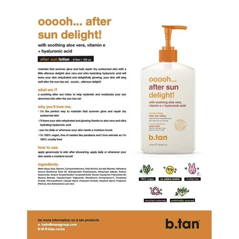 b.tan Ooooh...Aftersun Delight! Soothing and moisturising skin | Walmart (US)