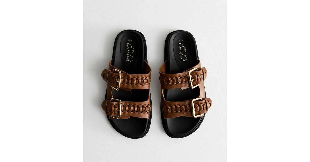 Tan Plaited Chunky Sliders | New Look | New Look (UK)