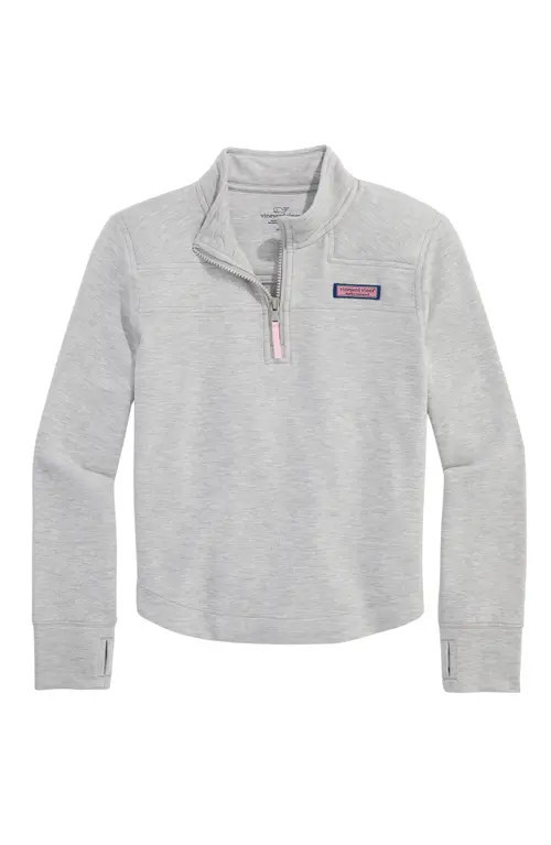 vineyard vines Kids' Dreamcloth® Quarter Zip Shep Shirt® in Light Grey Heather at Nordstrom | Nordstrom