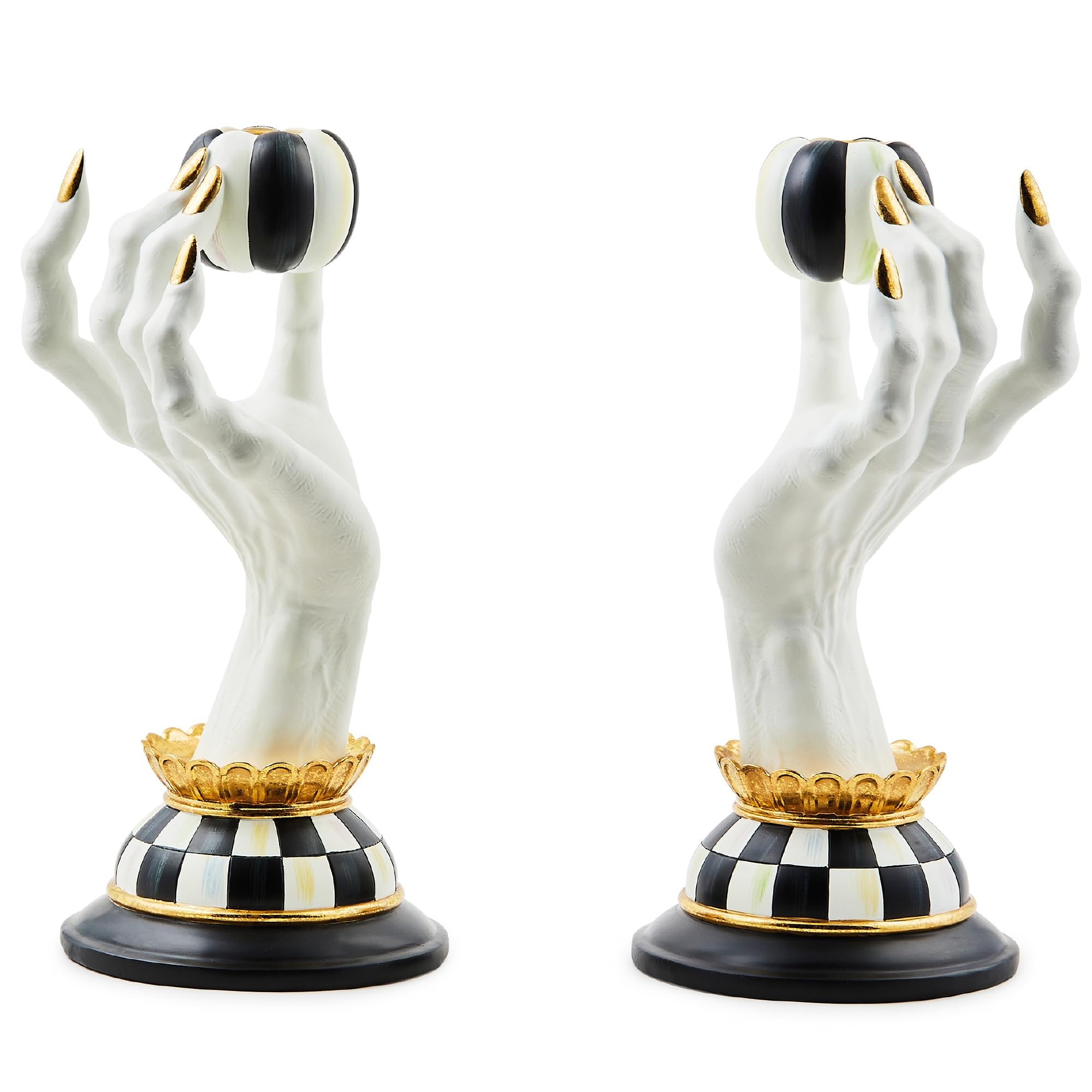 MACKENZIE-CHILDS Haunted House Spooky Hand Candle Holders, Black-and-White Halloween Centerpiece ... | Amazon (US)