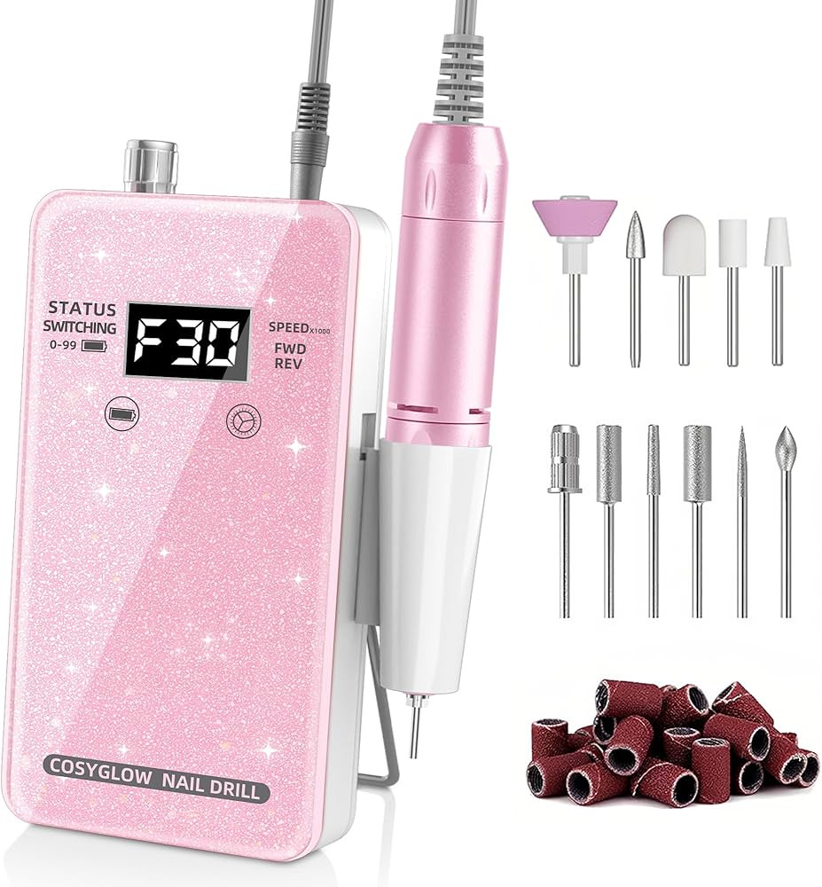 Professional Electric Nail Drill File:COSYGLOW Glitter Portable Cordless E-File Nail Drill Kit wi... | Amazon (US)