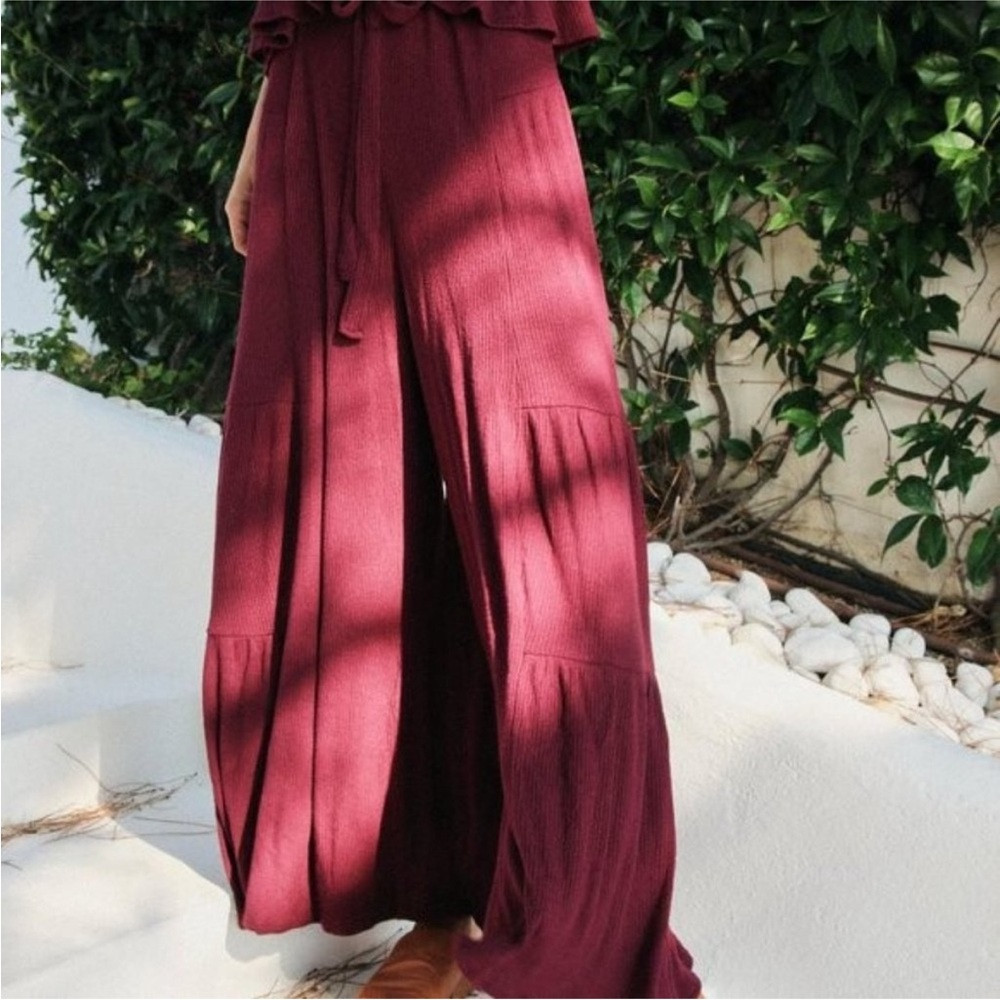 Free People Ribbed Lounge Pants Plum XS | Poshmark